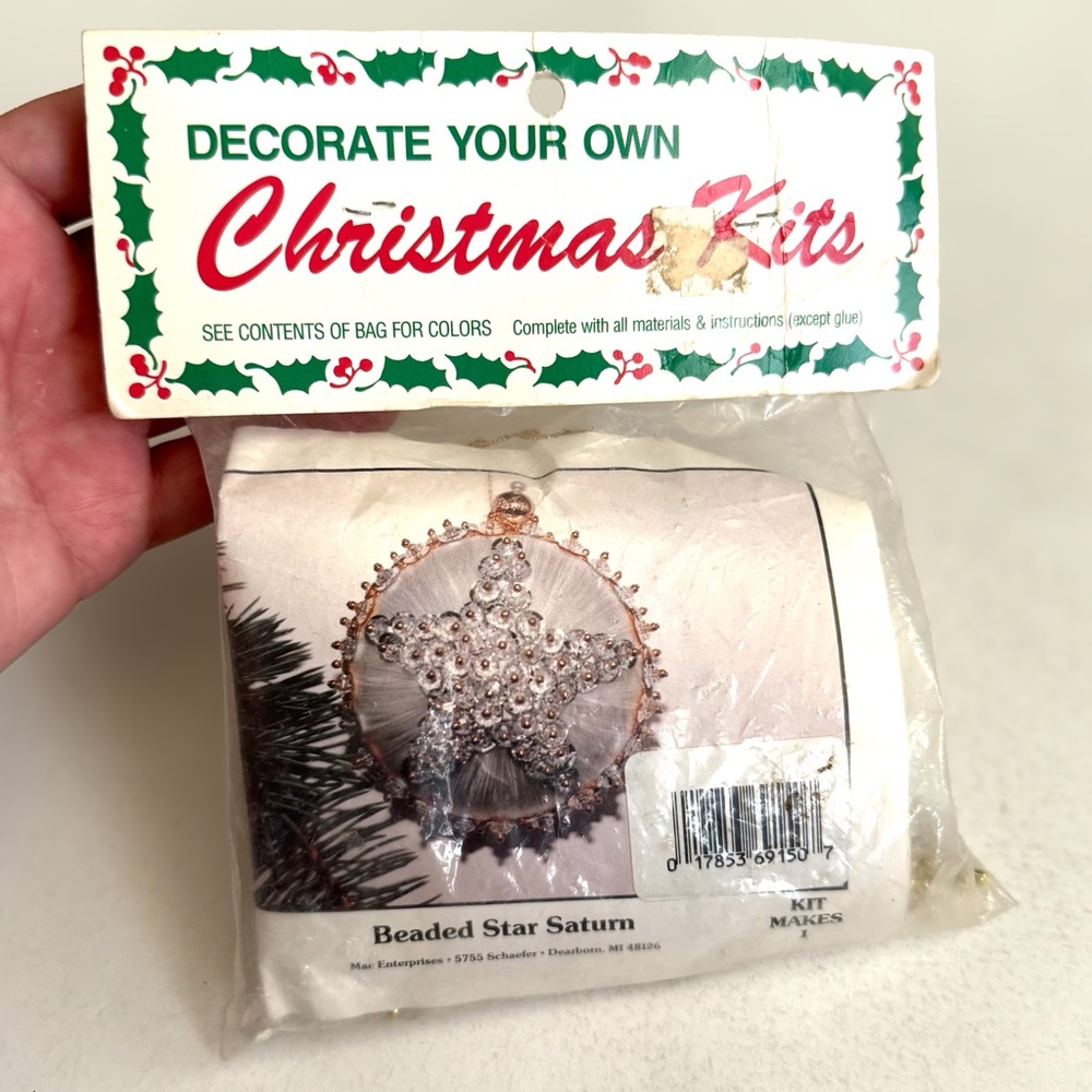 Merri Mac Kits Beaded Star Saturn Christmas Ornament Kit Sealed New
